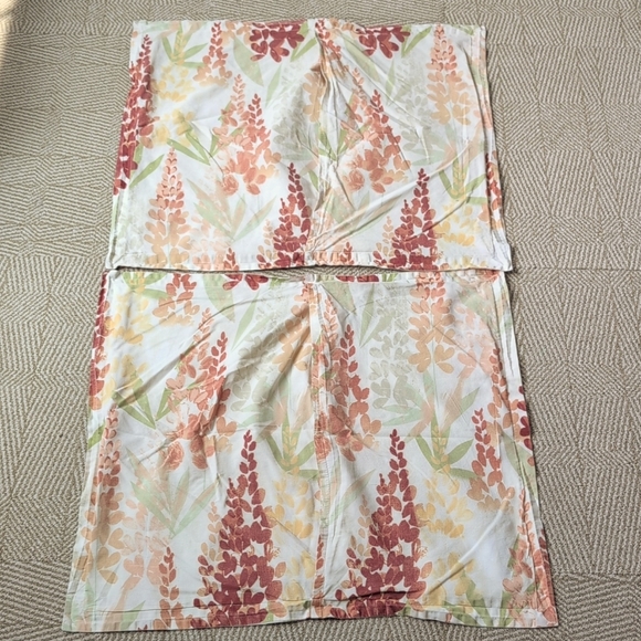 Pier One 1 Cotton Floral Watercolor Pillow Shams Set In Rust Yellow Green Coral - Picture 5 of 6